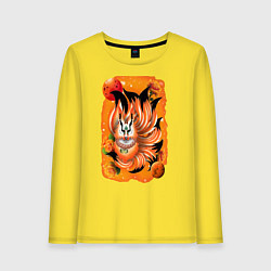 Лонгслив хлопковый женский Девятихвостый злой волк, цвет: желтый