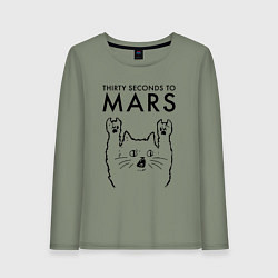 Лонгслив хлопковый женский Thirty Seconds to Mars - rock cat, цвет: авокадо