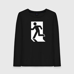 Лонгслив хлопковый женский Аварийный выход, цвет: черный