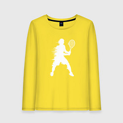 Лонгслив хлопковый женский Белый силуэт теннисиста, цвет: желтый
