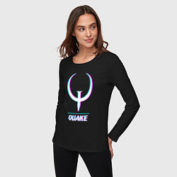 Лонгслив хлопковый женский Quake в стиле glitch и баги графики, цвет: черный — фото 2
