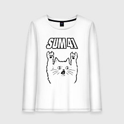 Лонгслив хлопковый женский Sum41 - rock cat, цвет: белый