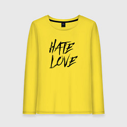 Лонгслив хлопковый женский Hate love Face, цвет: желтый