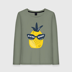 Лонгслив хлопковый женский Солнечный ананас, цвет: авокадо