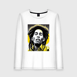 Лонгслив хлопковый женский Bob Marley Digital Art, цвет: белый