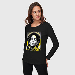Лонгслив хлопковый женский Bob Marley Digital Art, цвет: черный — фото 2