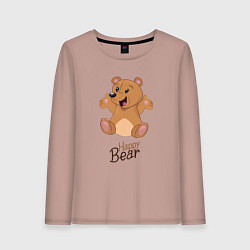 Лонгслив хлопковый женский Bear happy, цвет: пыльно-розовый