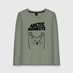 Лонгслив хлопковый женский Arctic Monkeys - rock cat, цвет: авокадо