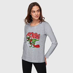 Лонгслив хлопковый женский Santa t rex gifts, цвет: меланж — фото 2