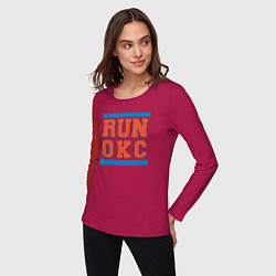 Лонгслив хлопковый женский Run Oklahoma City Thunder, цвет: маджента — фото 2