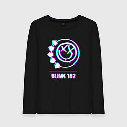 Лонгслив хлопковый женский Blink 182 glitch rock, цвет: черный