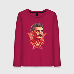 Лонгслив хлопковый женский Граффити Сталин, цвет: маджента