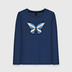 Лонгслив хлопковый женский Шотландия бабочка, цвет: тёмно-синий