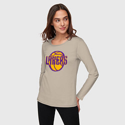 Лонгслив хлопковый женский Lakers ball, цвет: миндальный — фото 2