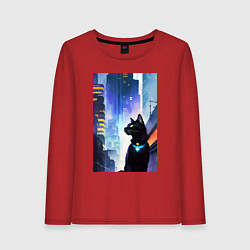 Женский лонгслив Black cat - a resident of the metropolis - New Yor