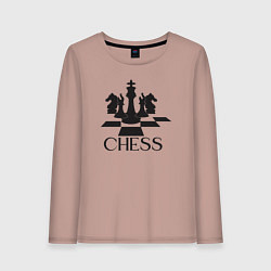Лонгслив хлопковый женский Chess play, цвет: пыльно-розовый