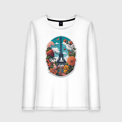 Женский лонгслив Эйфелева башня в цветах