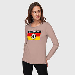 Лонгслив хлопковый женский Football Germany, цвет: пыльно-розовый — фото 2