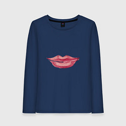 Лонгслив хлопковый женский Lips, цвет: тёмно-синий