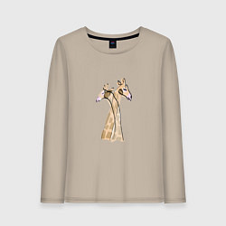 Лонгслив хлопковый женский Нежные жирафы, цвет: миндальный