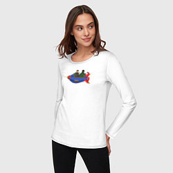 Лонгслив хлопковый женский Ким Чен Ын и Биг Смоук, цвет: белый — фото 2