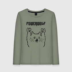 Лонгслив хлопковый женский Powerwolf - rock cat, цвет: авокадо