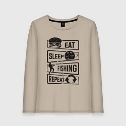 Женский лонгслив Eat sleep fishing repeat