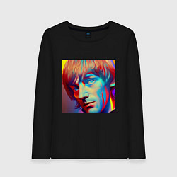 Лонгслив хлопковый женский Brian Jones Cartoon Glitch Art, цвет: черный