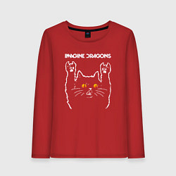 Лонгслив хлопковый женский Imagine Dragons rock cat, цвет: красный