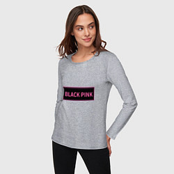 Лонгслив хлопковый женский Логотип Блек Пинк, цвет: меланж — фото 2