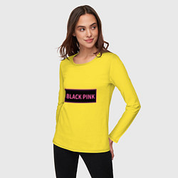 Лонгслив хлопковый женский Логотип Блек Пинк, цвет: желтый — фото 2