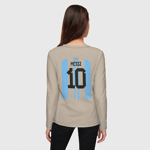 Женский лонгслив Месси сборная Аргентины ЧМ 2022 / Миндальный – фото 4