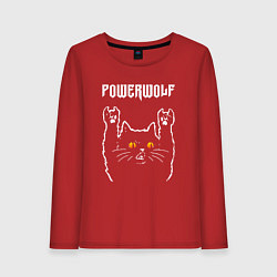 Лонгслив хлопковый женский Powerwolf rock cat, цвет: красный