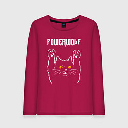 Лонгслив хлопковый женский Powerwolf rock cat, цвет: маджента