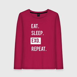 Лонгслив хлопковый женский Eat Sleep EXO Repeat, цвет: маджента