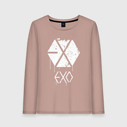 Лонгслив хлопковый женский EXO лого, цвет: пыльно-розовый