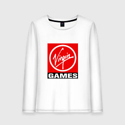 Лонгслив хлопковый женский Virgin games logo, цвет: белый