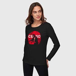 Лонгслив хлопковый женский Red CSGO, цвет: черный — фото 2