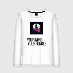 Лонгслив хлопковый женский Your mind your jungle, цвет: белый