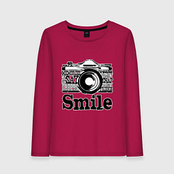Лонгслив хлопковый женский Smile camera, цвет: маджента