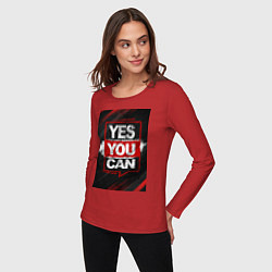 Лонгслив хлопковый женский Yes, you can, цвет: красный — фото 2