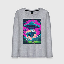 Женский лонгслив Похищение коровы пришельцами