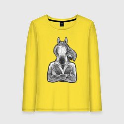 Лонгслив хлопковый женский Лошадь в пальто, цвет: желтый