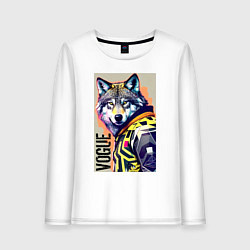 Лонгслив хлопковый женский Wolf fashionista - pop art, цвет: белый