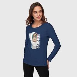Лонгслив хлопковый женский Skibidi Toilet G-toilet, цвет: тёмно-синий — фото 2