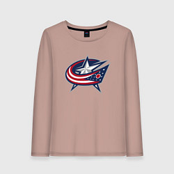 Лонгслив хлопковый женский Columbus blue jackets - hockey team - emblem, цвет: пыльно-розовый