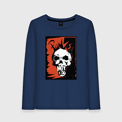 Лонгслив хлопковый женский Punks skull, цвет: тёмно-синий