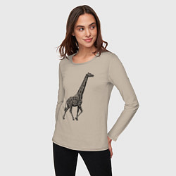 Лонгслив хлопковый женский Жираф гуляет, цвет: миндальный — фото 2