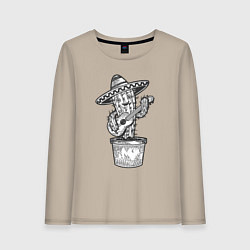 Женский лонгслив Кактус с гитарой