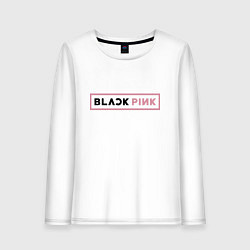 Лонгслив хлопковый женский Black pink - emblem, цвет: белый